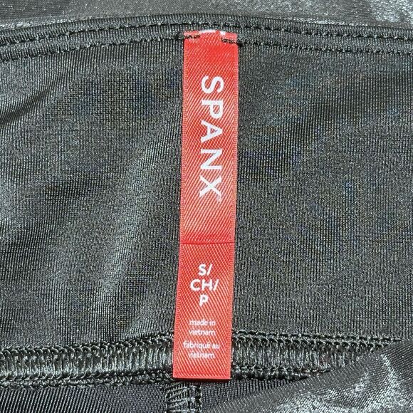 SPANX sz Small BLACK FAUX LEATHER LEGGINGS - Excellent! - Picture 4 of 7